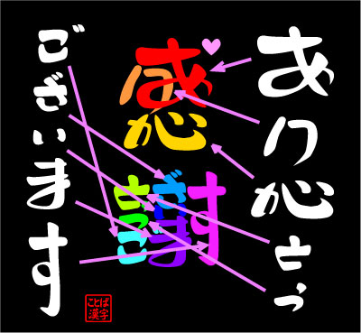 ことば漢字作品「感謝ありがとうございます」の説明